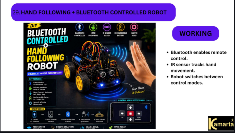 Hand Following + Bluetooth Controlled Robot